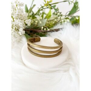 Unbranded Cuff Bracelet Gold Brass Triple Band Minimalist Antiqued Statement
